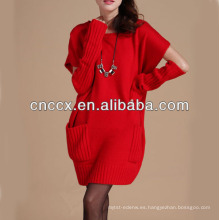 13STC5662 último diseño señoras cuello redondo mujer vestidos de suéter
